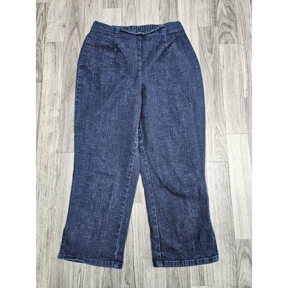 Faded Glory Pants Womens Small Blue Crop Wide Leg Pull On Casual Denim - Picture 1 of 11
